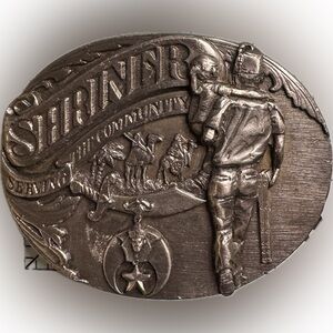 1992 Shriners Serving the Community Siskiyou Belt Buckle Vintage